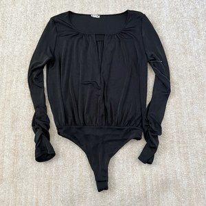 Free People Black Long Sleeve Bodysuit